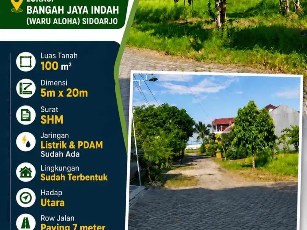 Dijual Tanah Bangah Jaya Indah Sidoarjo