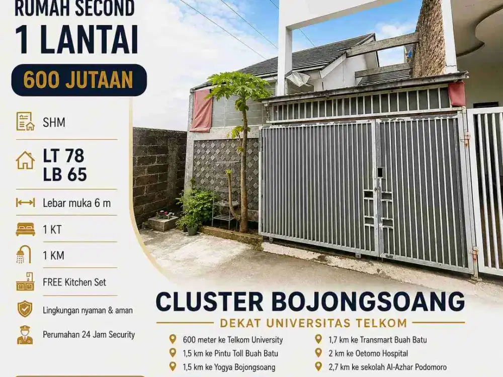 Rumah minimalis 600 Jutaan di Cluster Bojongsoang dekat Kampus Telkom