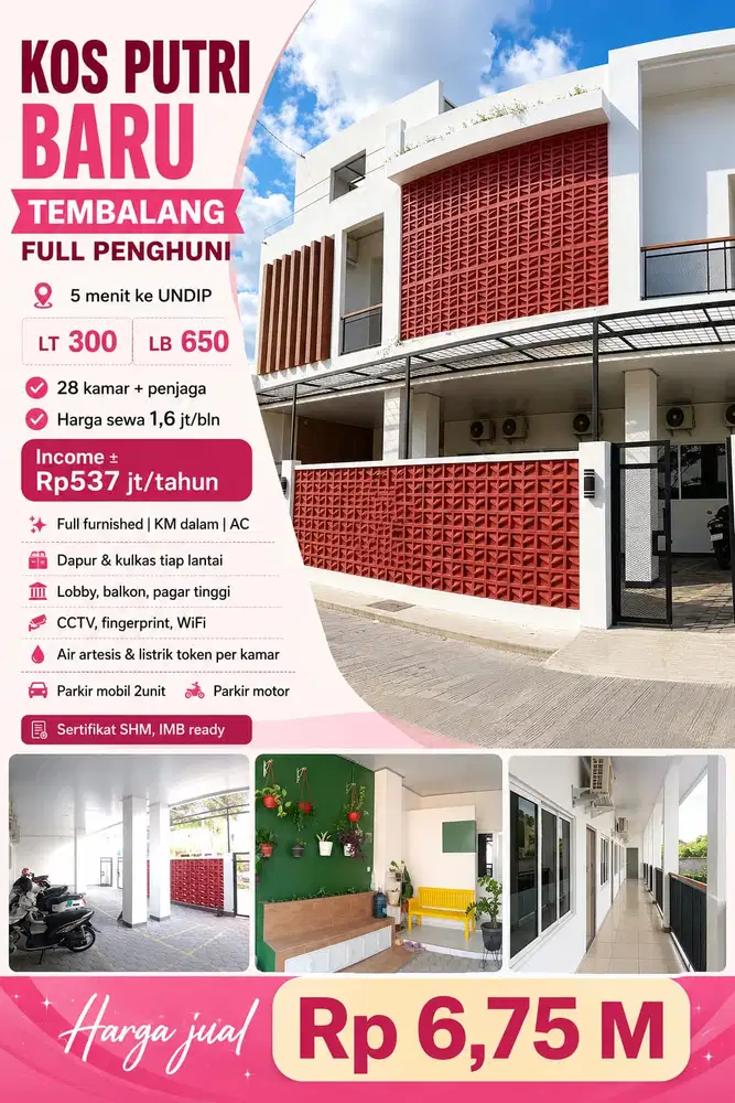 DIJUAL KOST TEMBALANG 2LT/650m UNTUNG VIEW MURAH CEPAT SEGERA