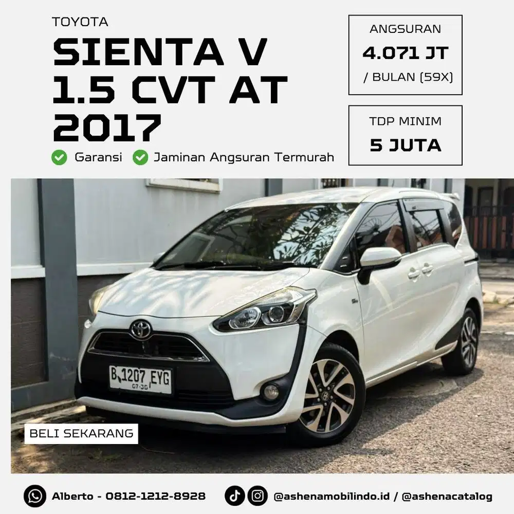 [DP 5 JUTA] Sienta V 1.5 CVT AT (LOW KM) Putih / White Automatic