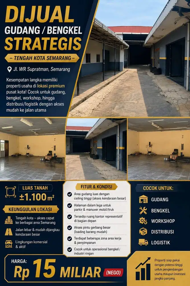 DIJUAL BENGKEL/GUDANG BISA UNTUK USAHA 1,100m UNTUNG CEPAT SEGERA