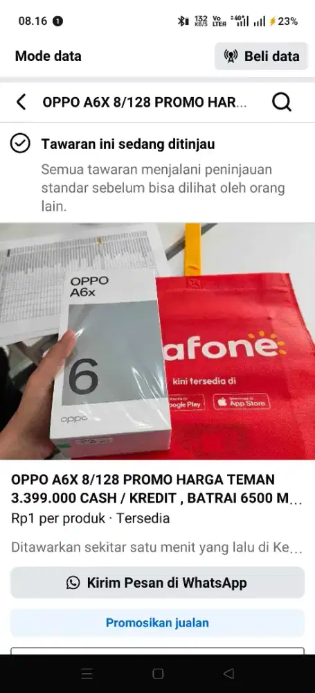 Oppo A6x 4/64 ready stock Ungu Muda