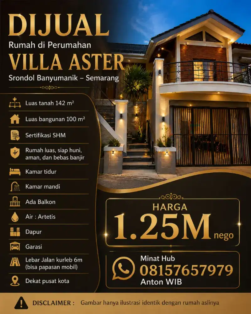 DIJUAL VILLA BANYUMANIK MEWAH VIEW CEPAT SEGERA