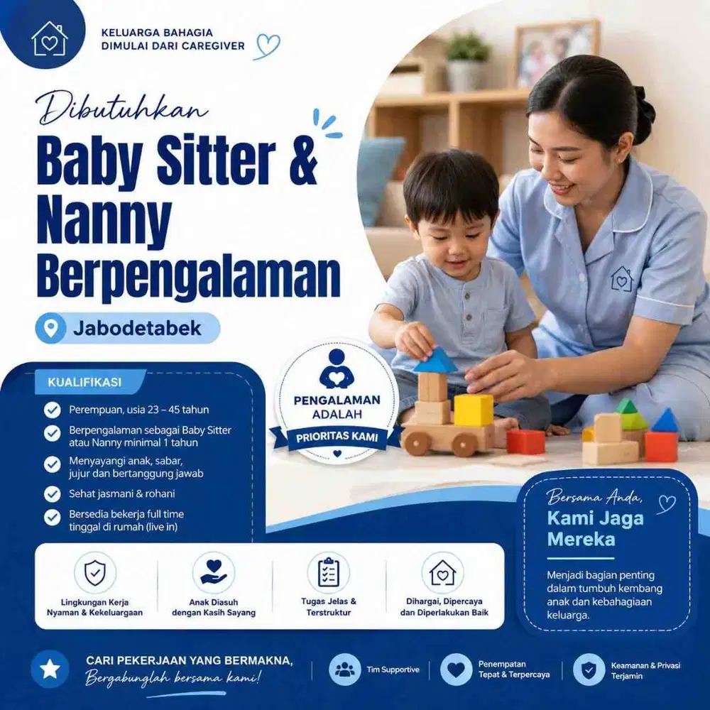Dibutuhkan Baby Sitter & Nanny Berpengalaman Jabodetabek Terbaru 2026