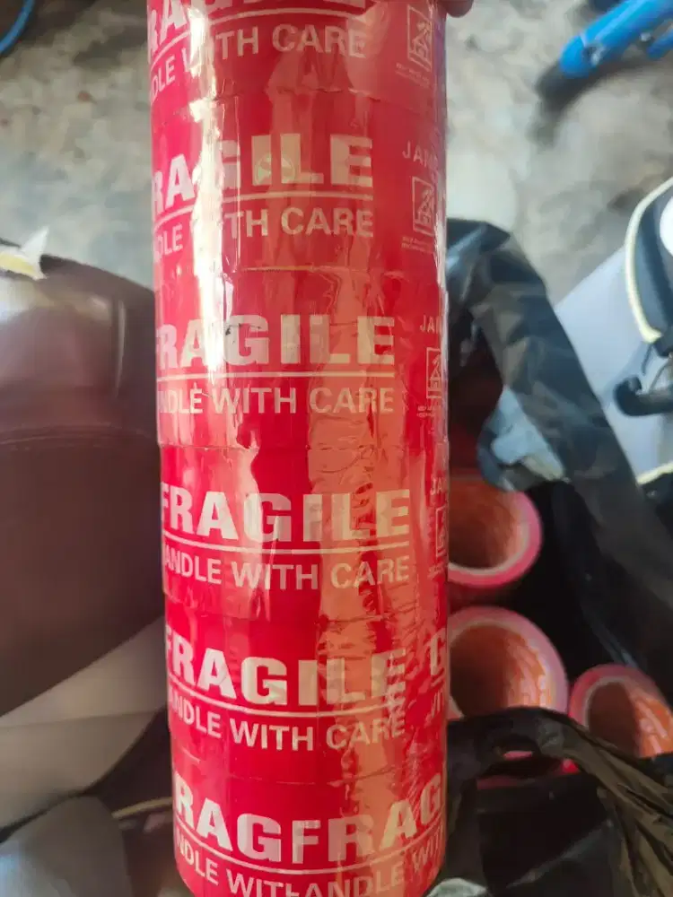 Jual Murah 60 pcs Lakban Fragile Merah 50 m x 45mm
