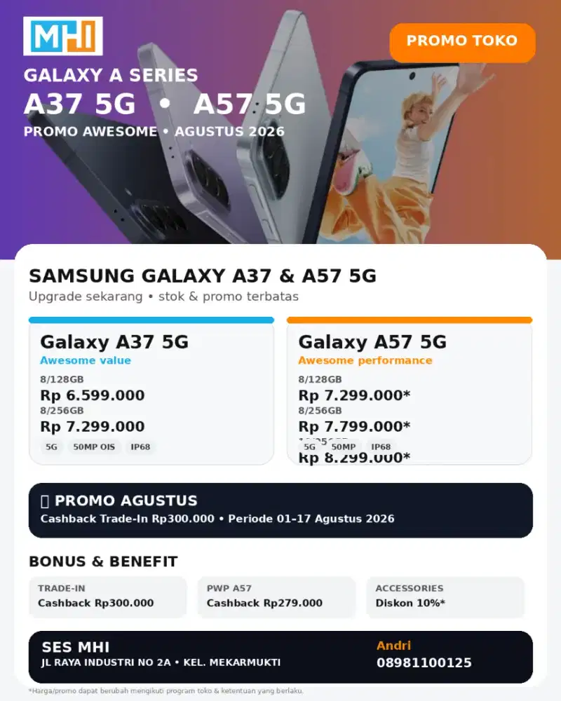 SAMSUNG A37 RAM 8GB 256GB