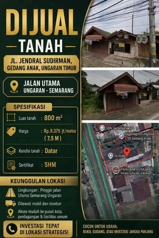 DIJUAL TANAH UNGARAN TIMUR 800m CEPAT SEGERA