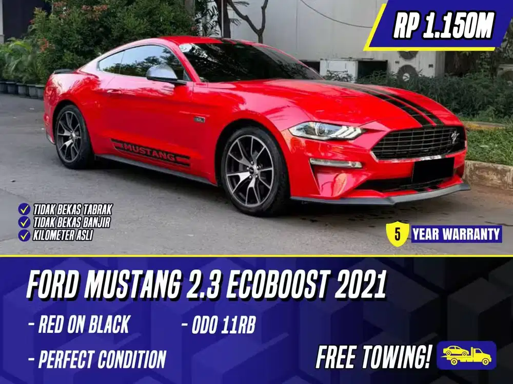 Ford Mustang 2.3 Ecoboost 2021 Red on Black Merah
