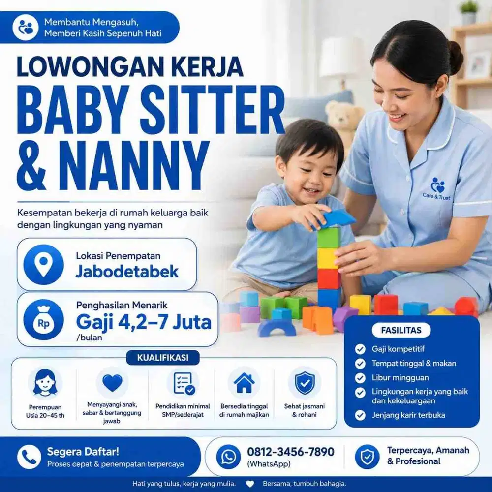 Loker Baby Sitter Nanny Jabodetabek Gaji 4,2–7 Juta Terbaru 2026