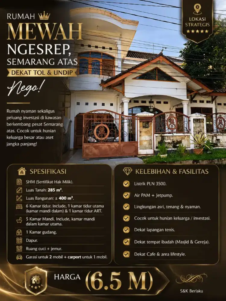 DIJUAL NGESREP SEMARANG ATAS 2LT MEWAH CEPAT SEGERA
