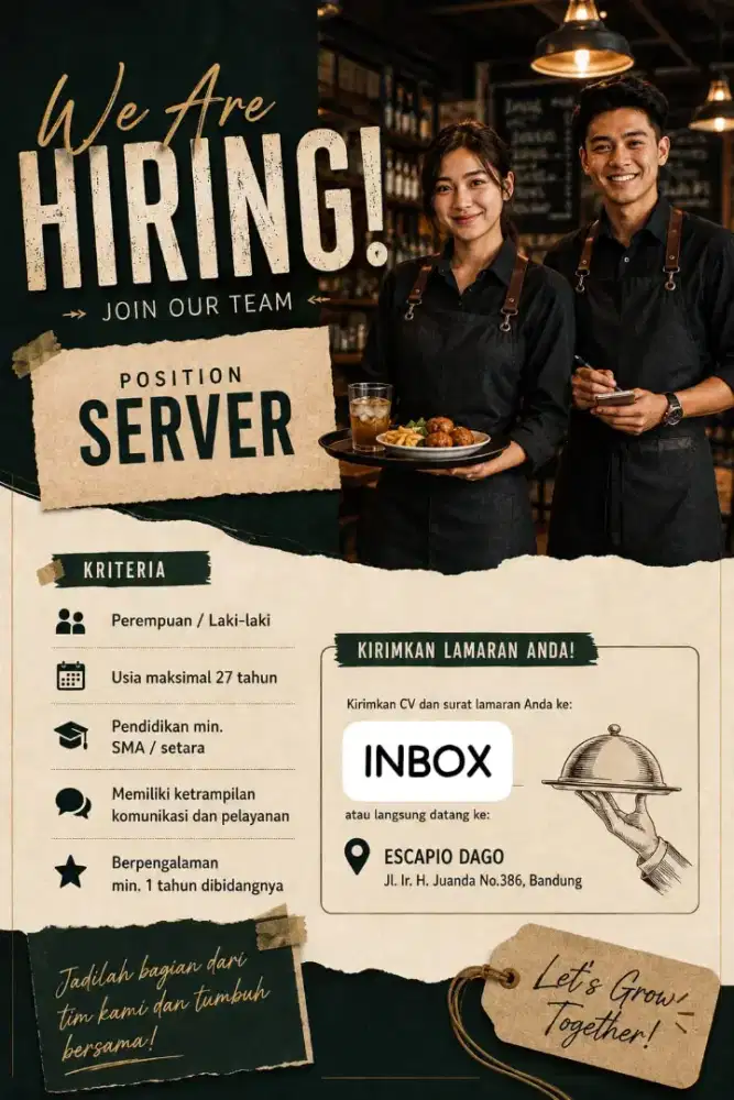 Untuk di posisikan sebagai waiters