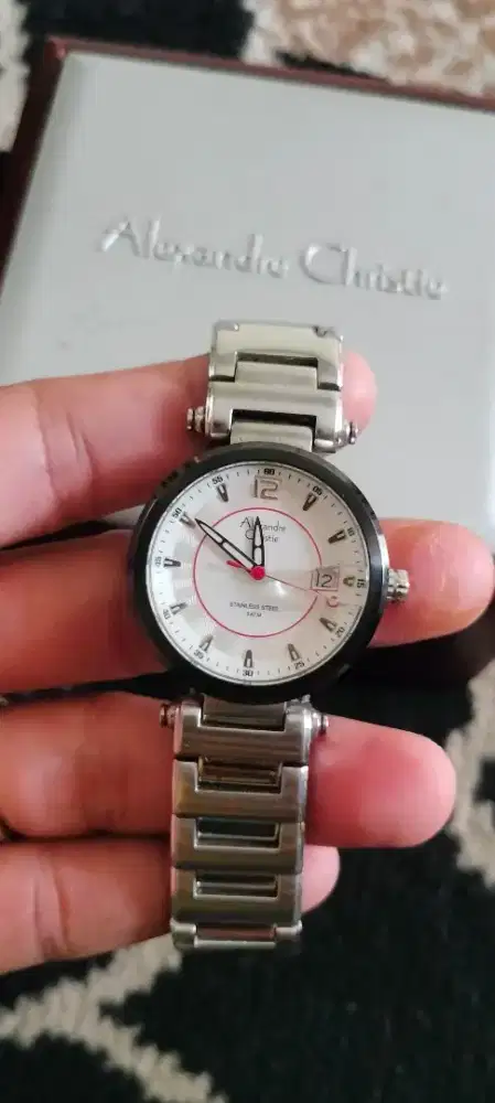 Jam Alexander Christie Cewek mesin Swiss waktu tgl akurat ada box