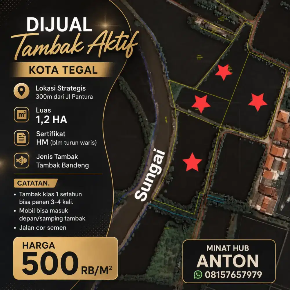 DIJUAL TANAH TEGAL 12HEKTAR MURAH LUAS CEPAT SEGERA