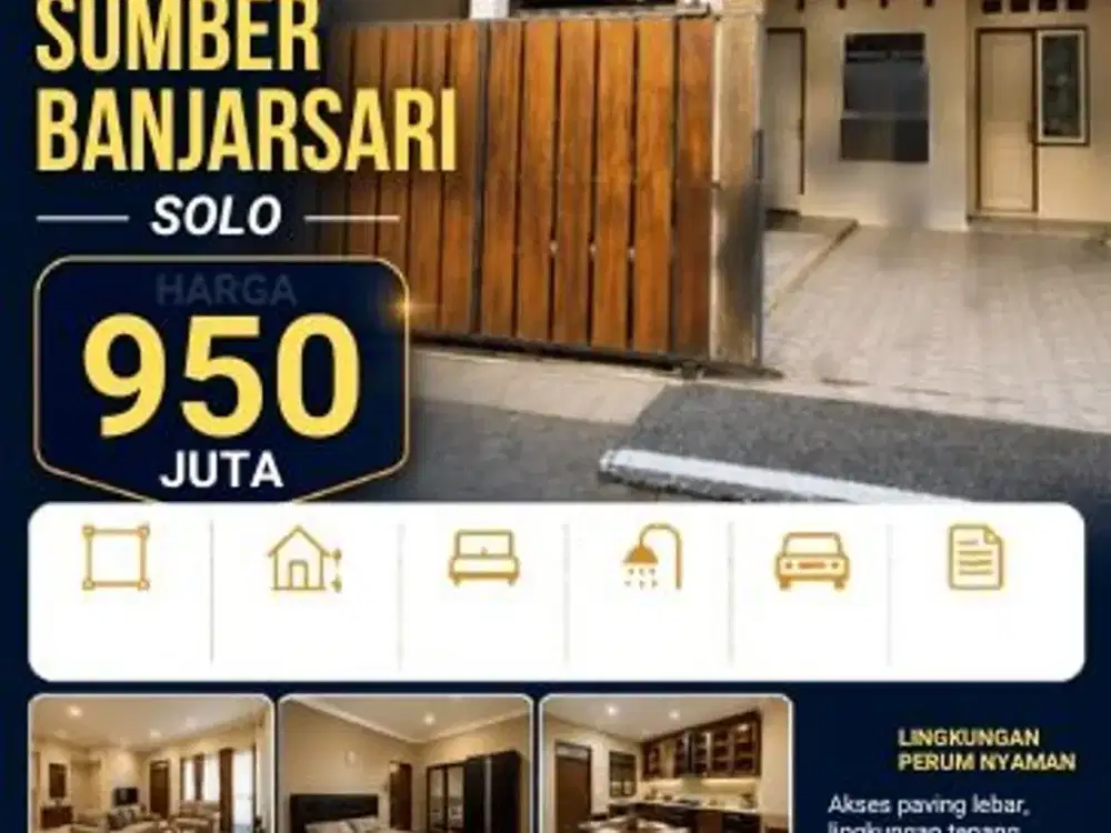 Dijual Rumah Perum Cluster  Super Strategis Banjarsari, Solo Luas 140m2