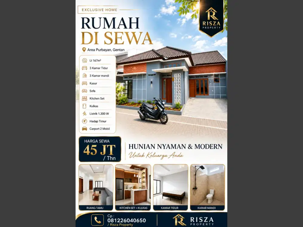 Sewa Rumah Area Gentan Semi Furnish, Dekat Solo Kota, Purwosari, Laweyan