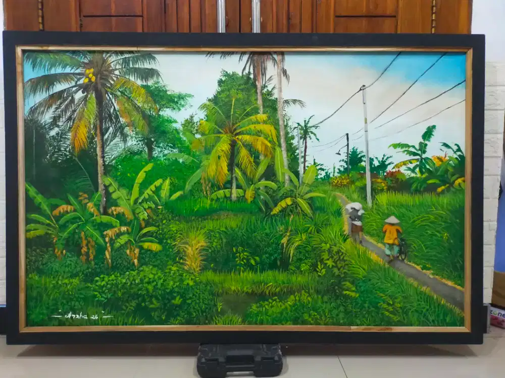 Lukisan kanvas pemandangan alam ukuran 143×93 cm
