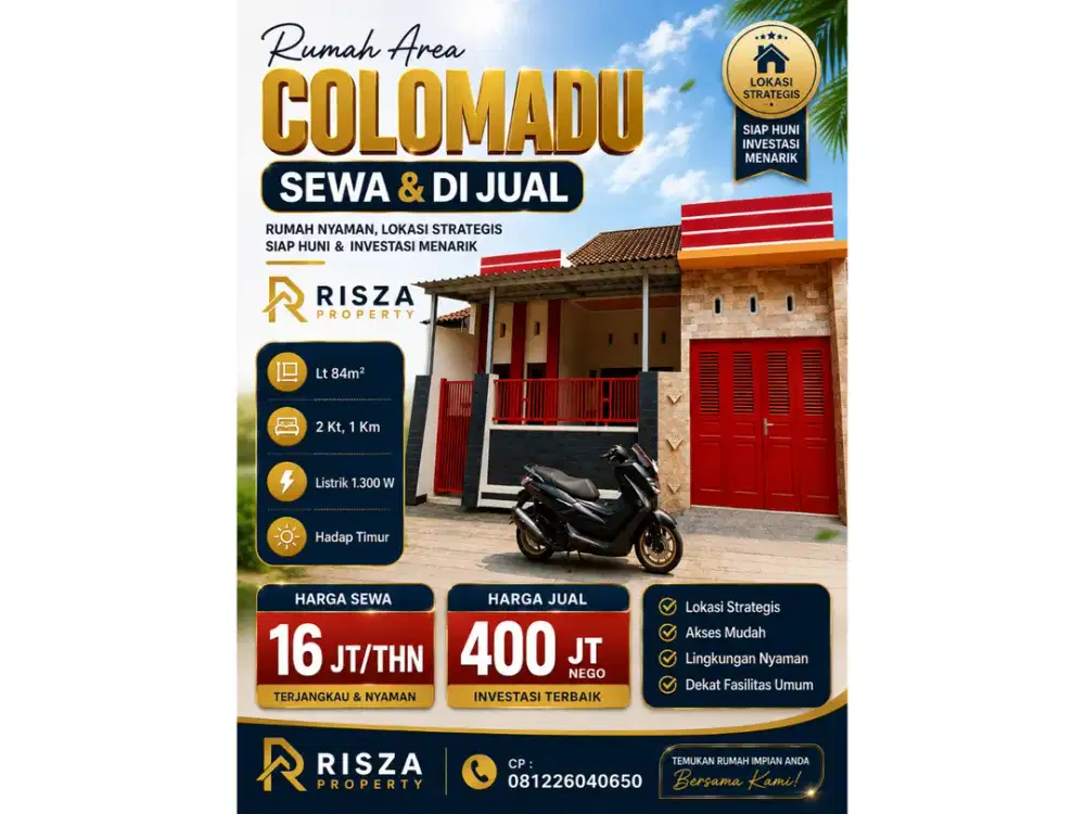 Jual & Sewa Rumah Area Colomadu, dekat Sumber, Manahan, Pintu TOL