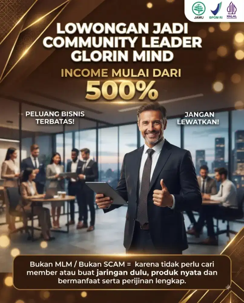 LOWONGAN LEADER GLORIN MIND - INCOME MULAI DARI 500%