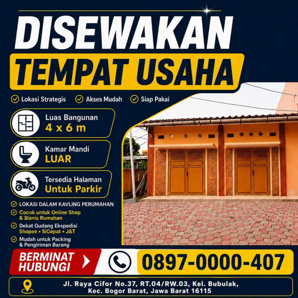 DISEWAKAN CEPAT TEMPAT USAHA, BUBULAK BOGOR BARAT