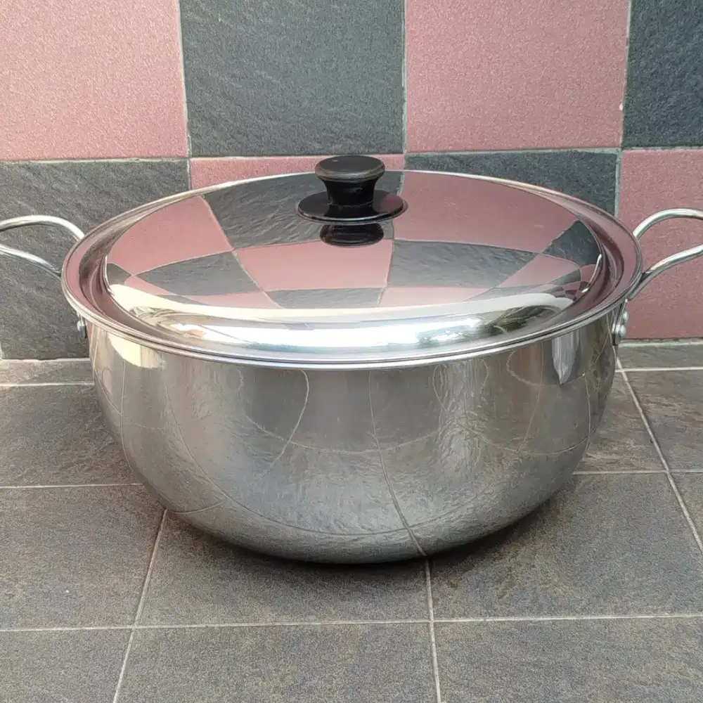 Panci Soup Pot Stock Pot 40cm khusus Katering bagian bawah membulat
