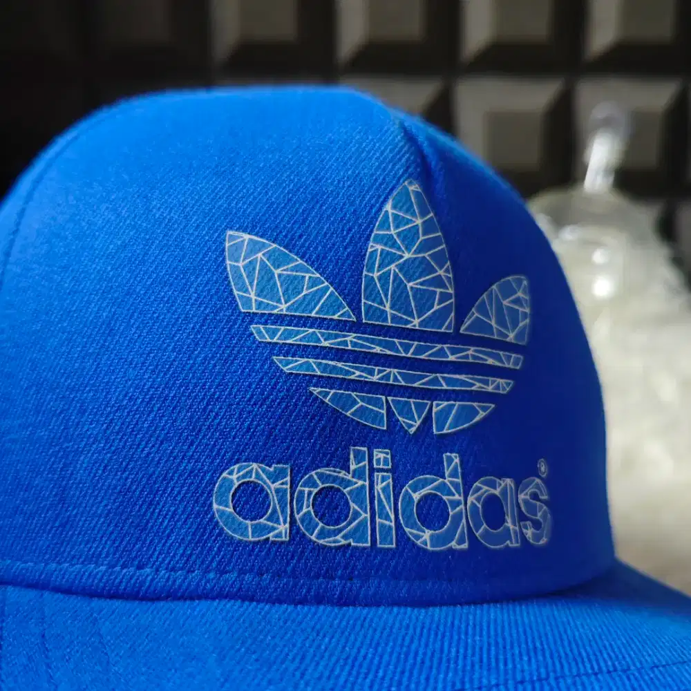 Topi Biru Adi Trefoil Flexfit Cap | Size Awal 59 cm | Good Condition