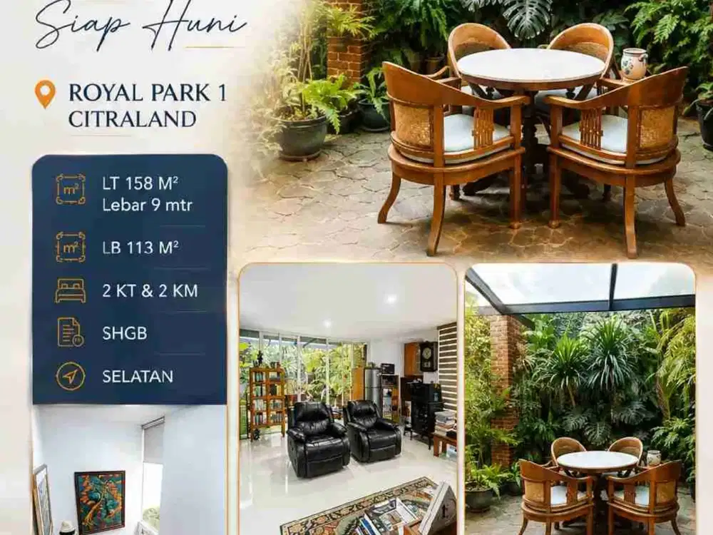 Di Jual Rumah Tropical Modern Siap Huni Di Royal Park 1 Citraland, Cluster terdepan

LT 158 M²  (Lebar 9 mtr) 
LB 113 M²
2 KT & 2 KM 
KT Utama Lantai 2 + KM dalam. 
KT bawah 1 + KM Iuar 
1 K ART + 1 K mandi 
Carpot 1 mobil
SHGB | SELATAN

Price Rp 3.8 M N