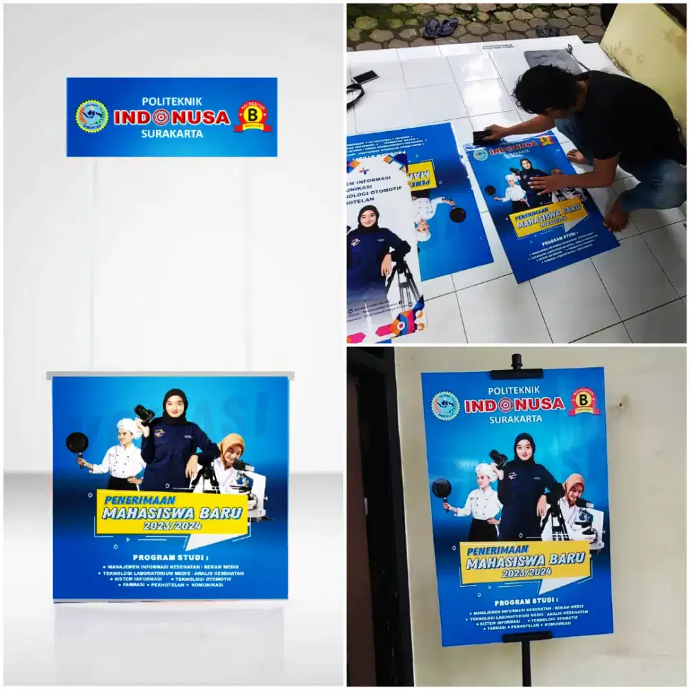 Event desk meja promosi sarana media promosi papan nama aneka sticker