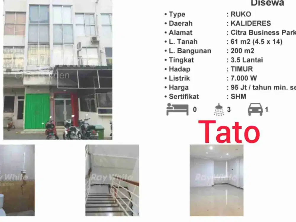 Sewa Ruko Peta Barat Kalideres 3.5 lantai Ac Tato