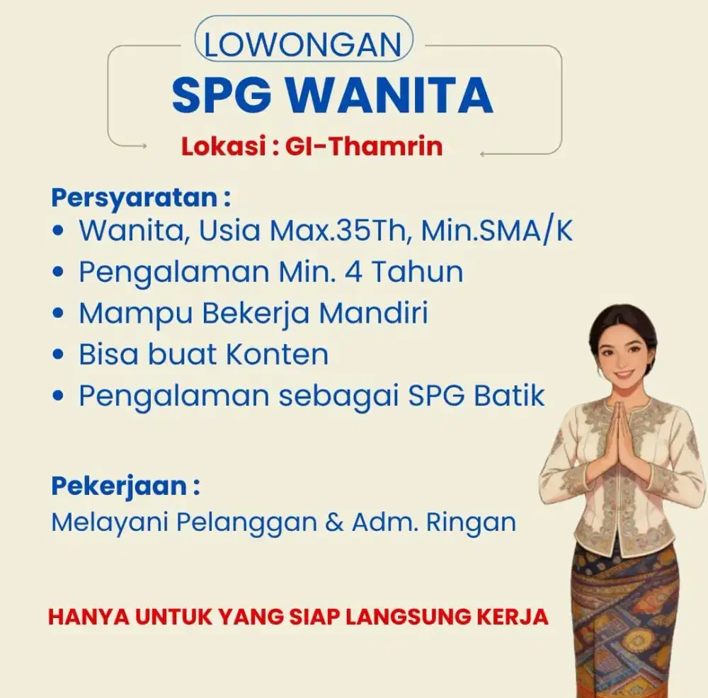 SPG Wanita Pengalaman