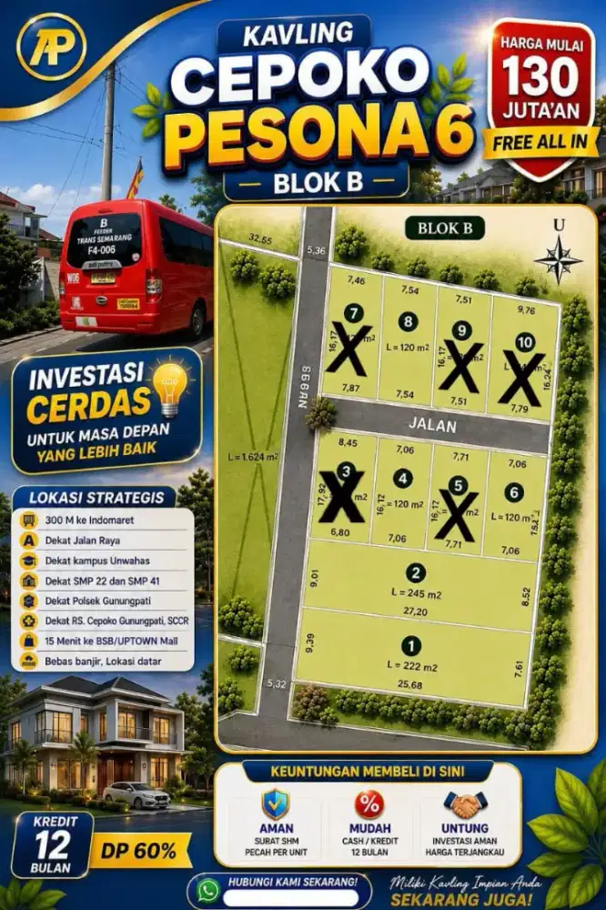 Tanah murah luas dan bisa di angsur flatt 2 th