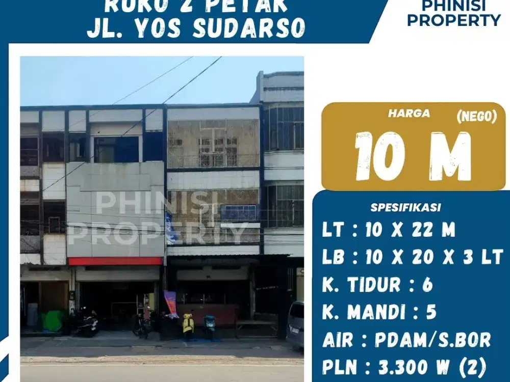 DIJUAL Ruko 2 Petak di Jalan Yos Sudarso