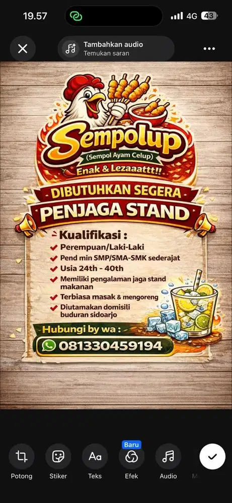 Butuh cepat penjaga stand makanan