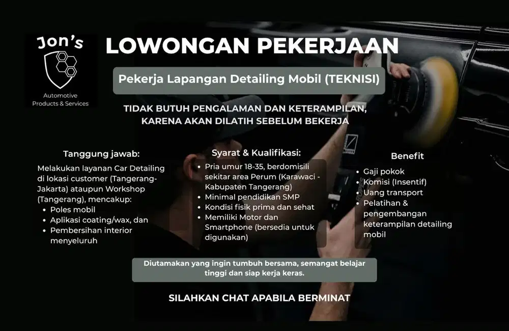 Teknisi Detailing Mobil (Pekerja Lapangan Detailing Mobil)