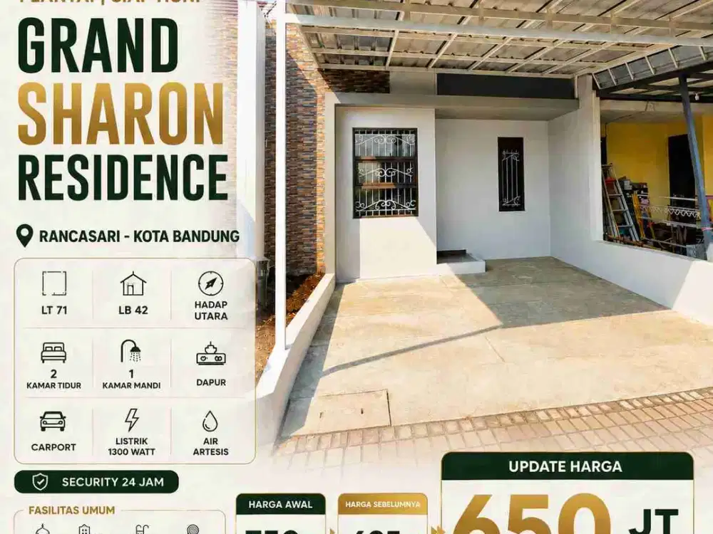 Rumah langka 600 Jutaan di Grand Sharon Residence, Bandung