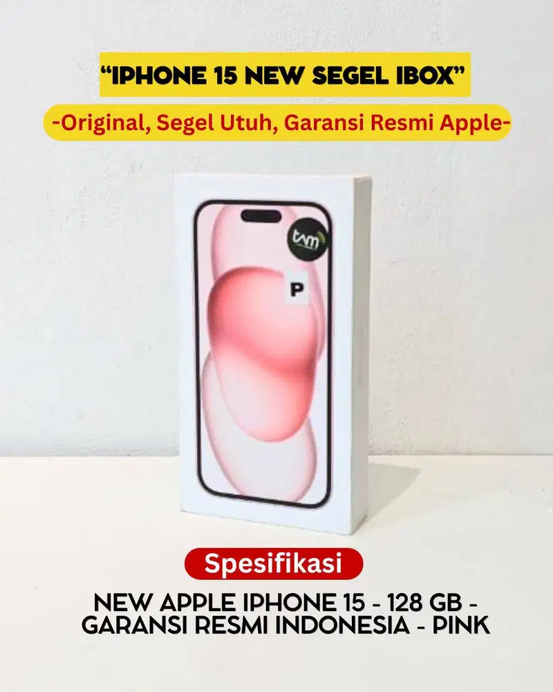 NEW SEGEL IPHONE 15 PINK 128GB IBOX SEGEL GARANSI RESMI ORIGINAL