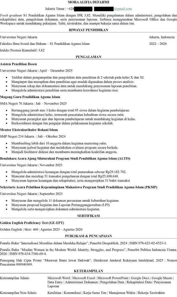 Fresh Graduate S1 Mencari Kerja Admin/Staff Administrasi