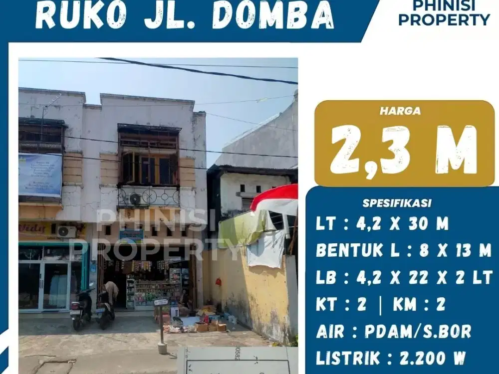 DIJUAL Ruko bentuk L di Jalan Domba