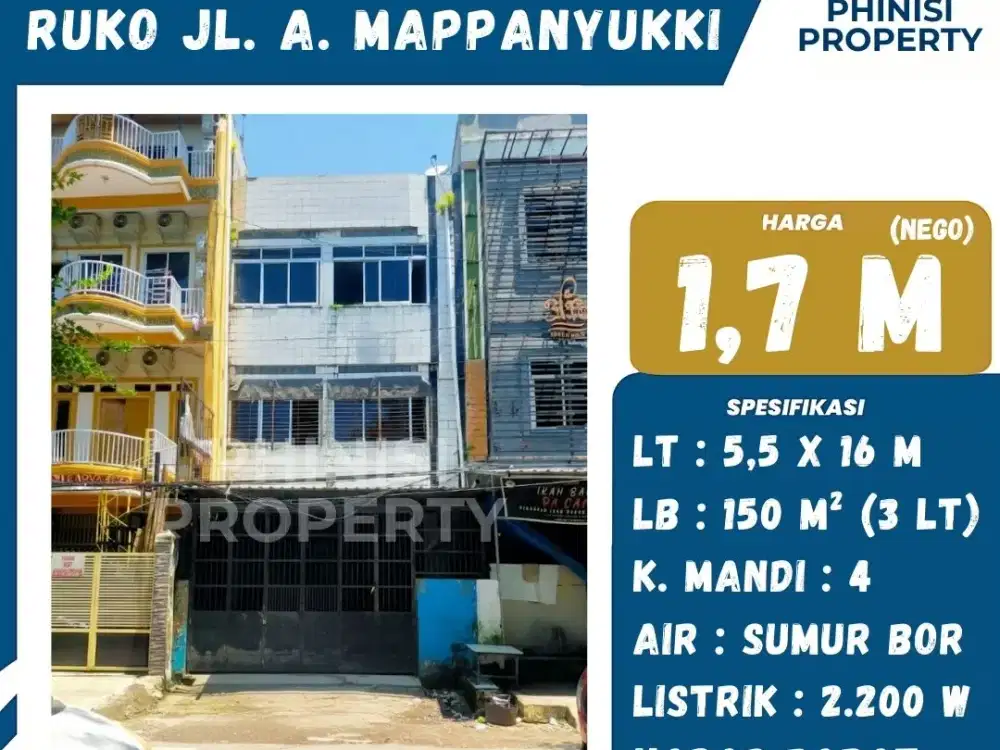 DIJUAL Ruko Jalan Andi Mappanyukki