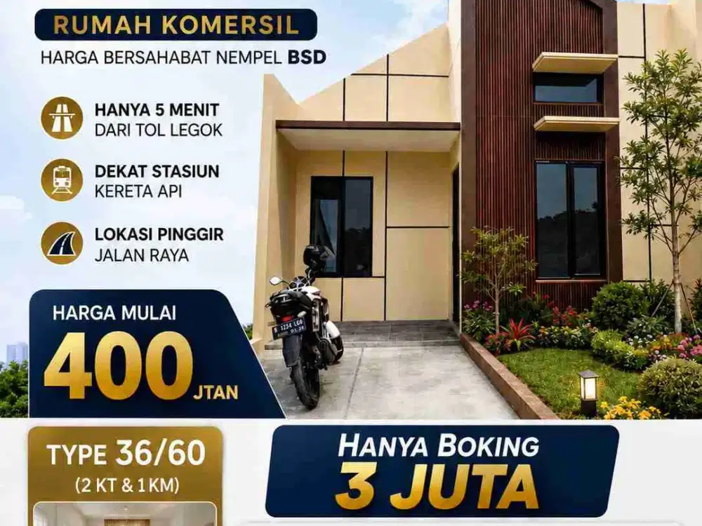 Rumah Cluster Griya Permai Legok, 2 Kamar, LT 36 LB 60, Caringin, Tangerang..