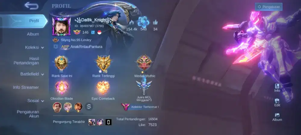 Akun pribadi mobile legend