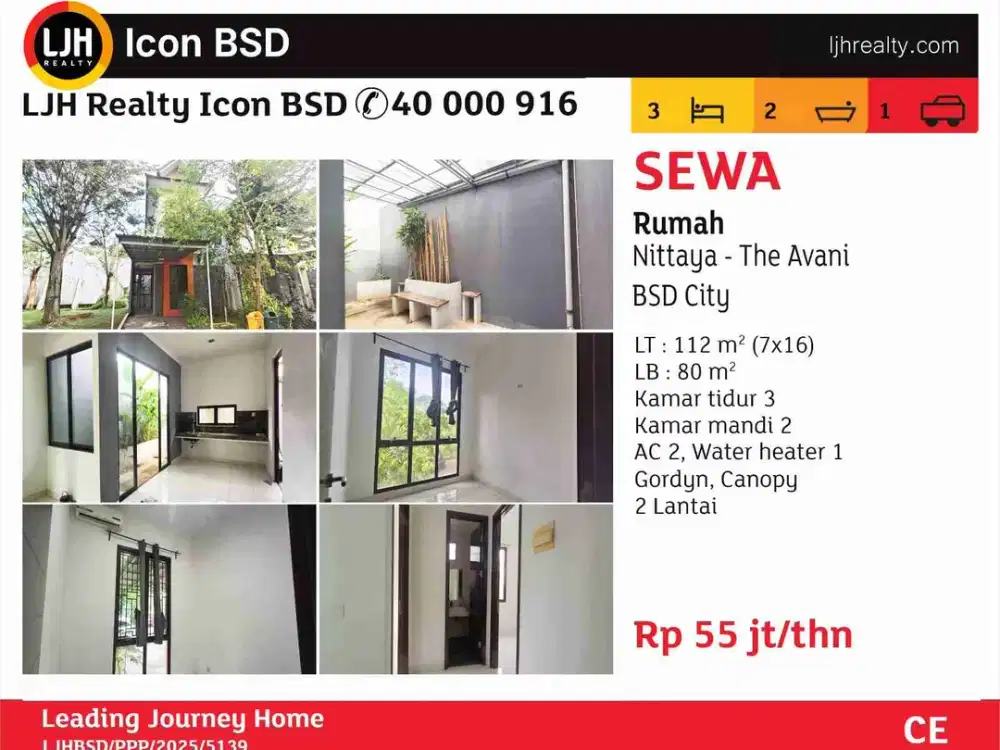 Di sewakan Rumah Nittaya The Avani BSD City