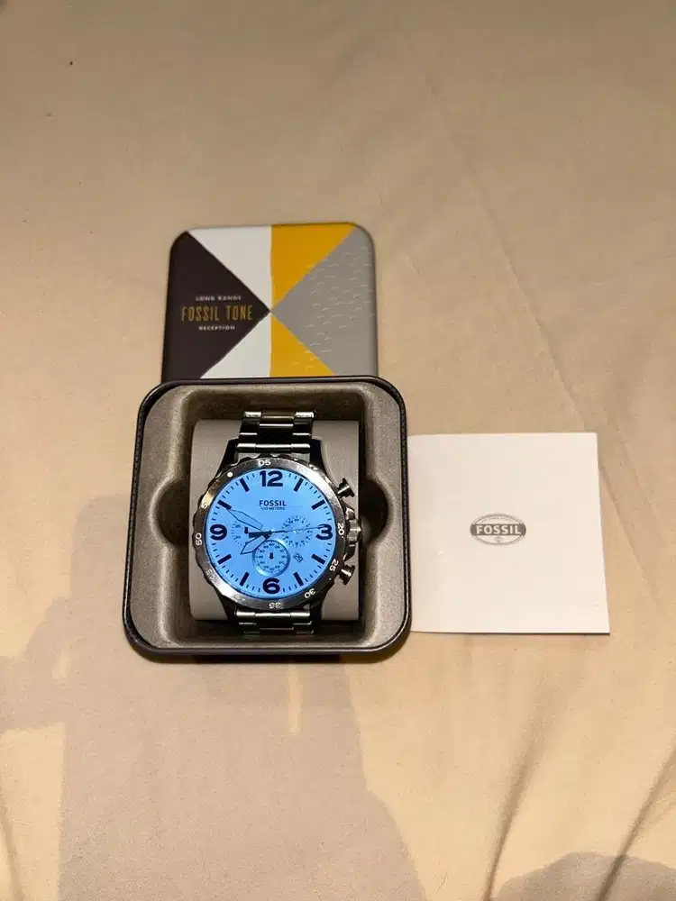 Jam Tangan Fossil Nate Chronograph Crystal Blue Likenew