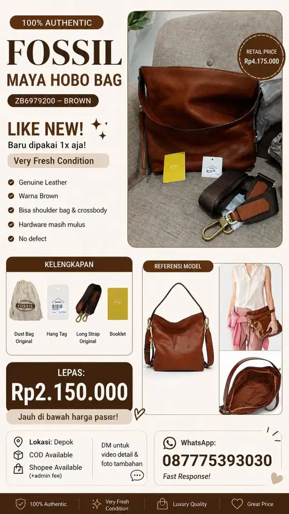 Tas Fossil Maya Hobo