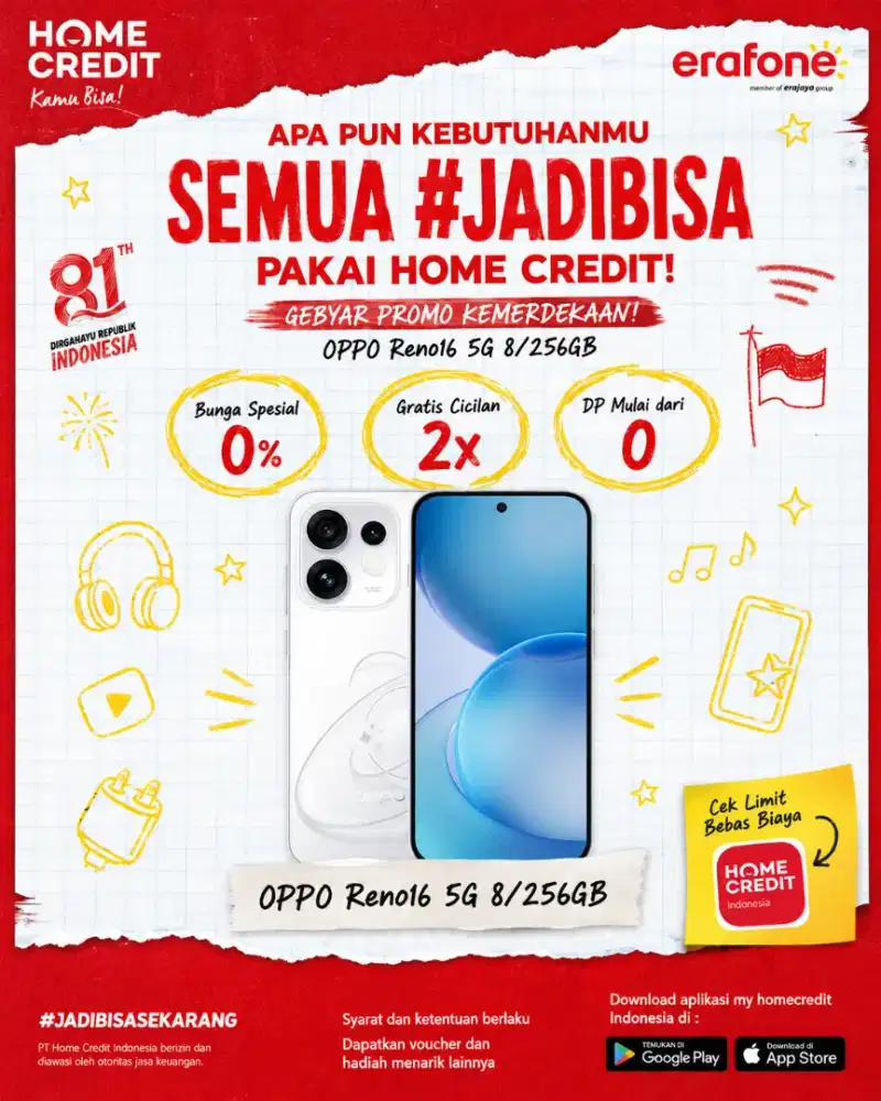 PROMO KREDIT OPPO RENO 16 5G 8/256GB TERMURAH SEKOTA PALEMBANG