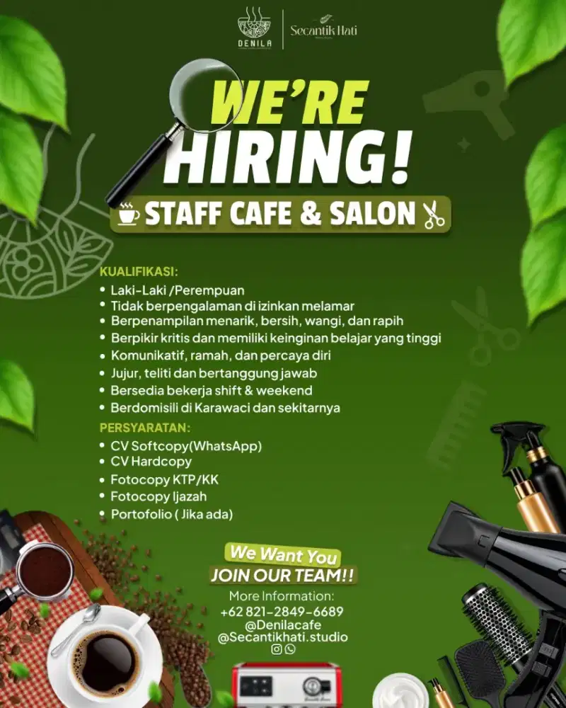 Dibutuhkan Staff Cafe/Salon