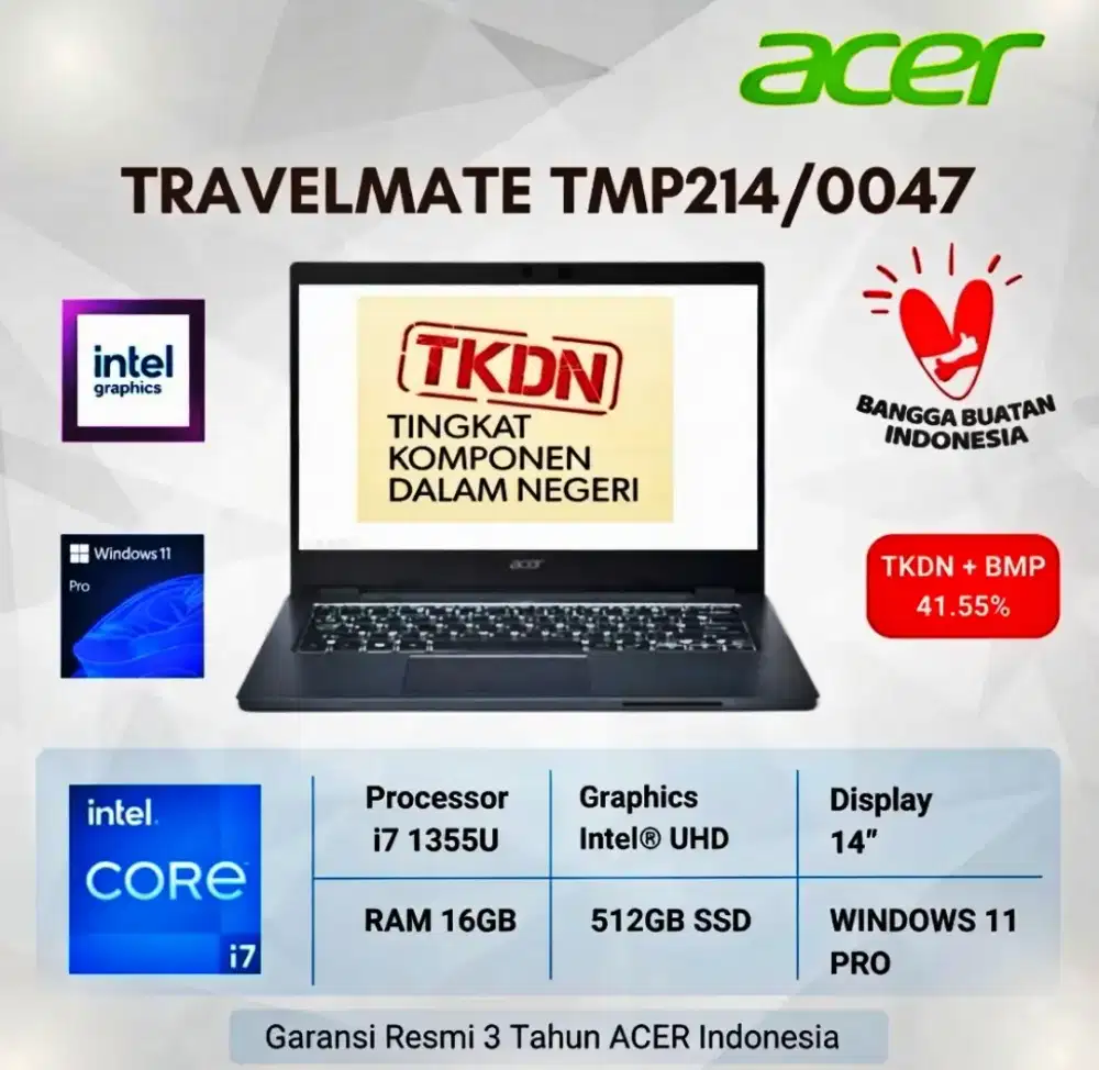 Acer Travelmate P214  - i7 1355U 16GB 512GB WINDOWS 11 PRO