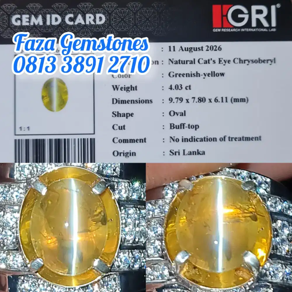 Neon Line Samurai Cats Eye Chrysoberyl Srilanka, Super Glass Material