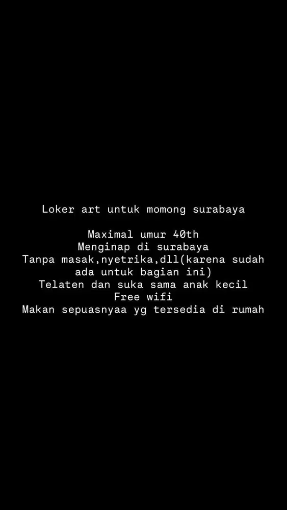 DIBUTUHKAN ART MOMONG SURABAYA
