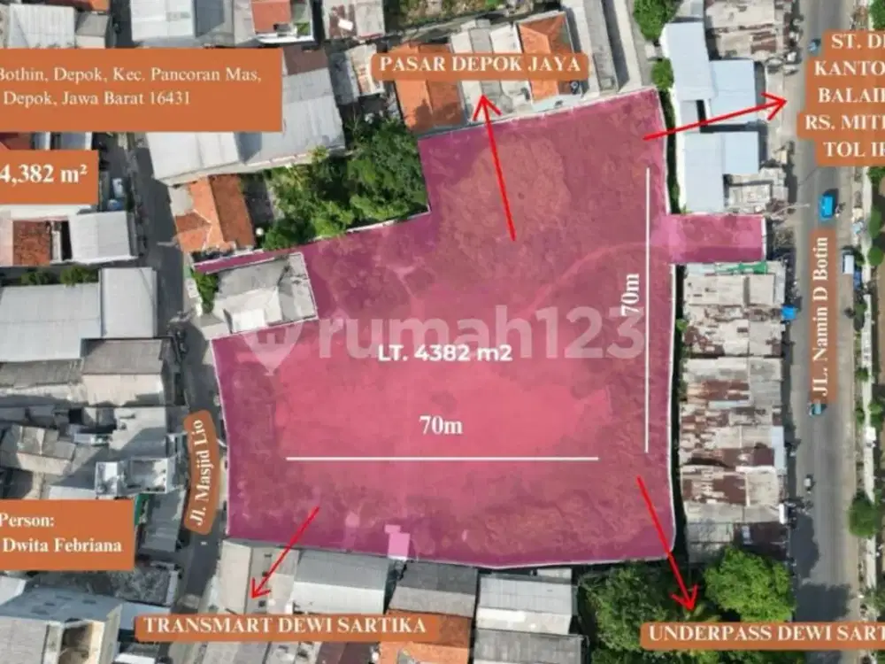 Kavling Tanah Dekat Stasiun Depok Baru Cocok untuk Usaha di Tole Iskandar, Depok Ii