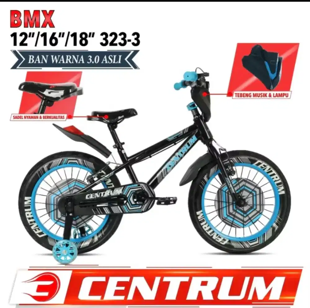 Sepeda Anak BMX Centrum 18 Inch dengan Ban Jumbo 3.0 Lampu Musik